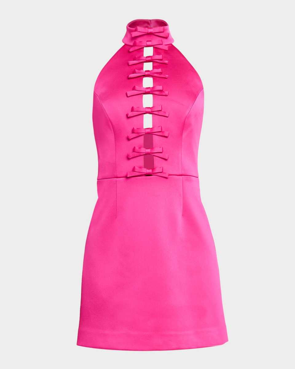 Saskia Cutout Bow-Front Halter Mini Dress